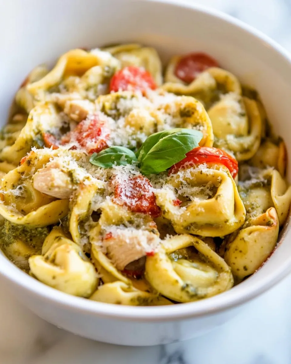 Easy Chicken Pesto Tortellini Bake recipe photo