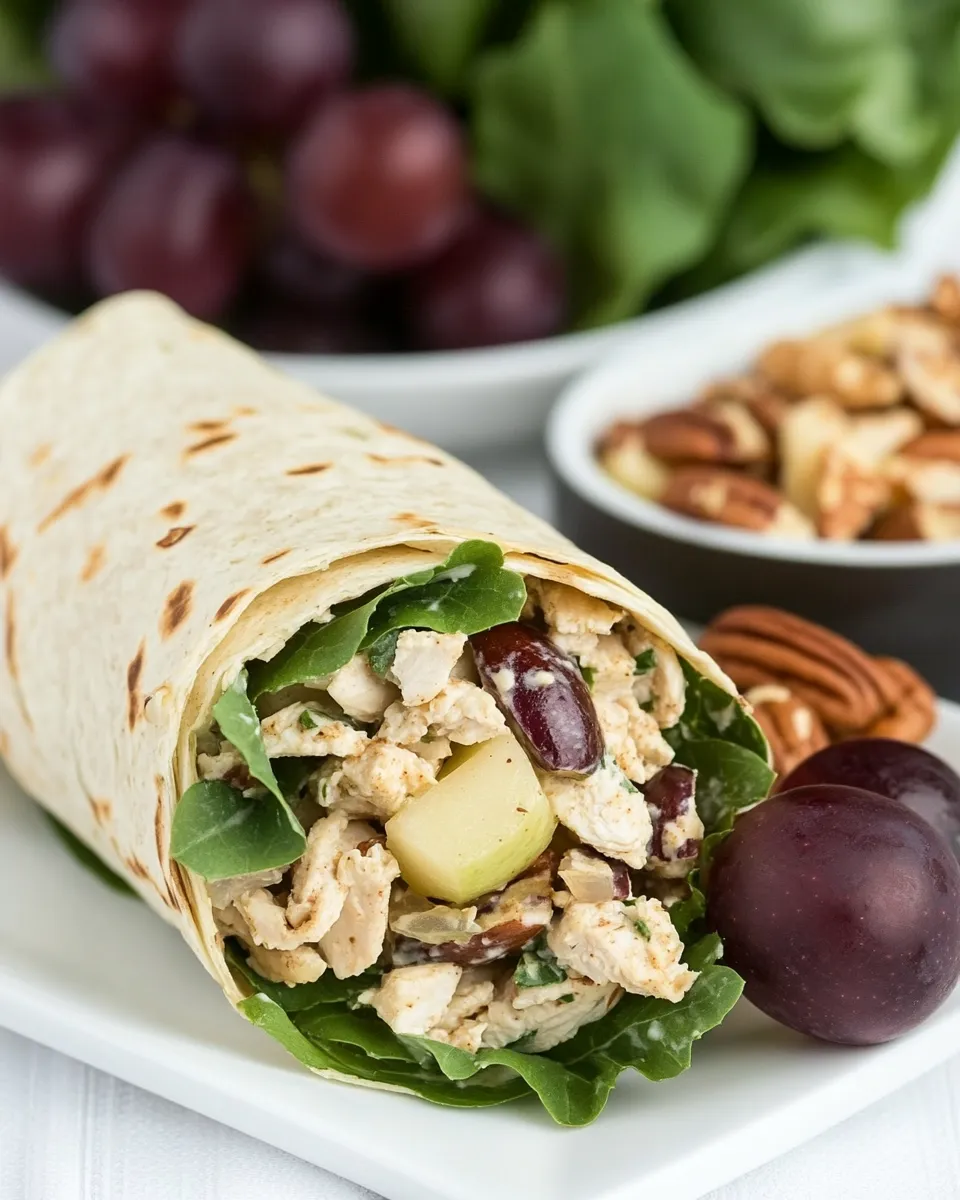 Homemade Chicken Salad Wrap with Apples, Grapes, and Spicy Pecans photo