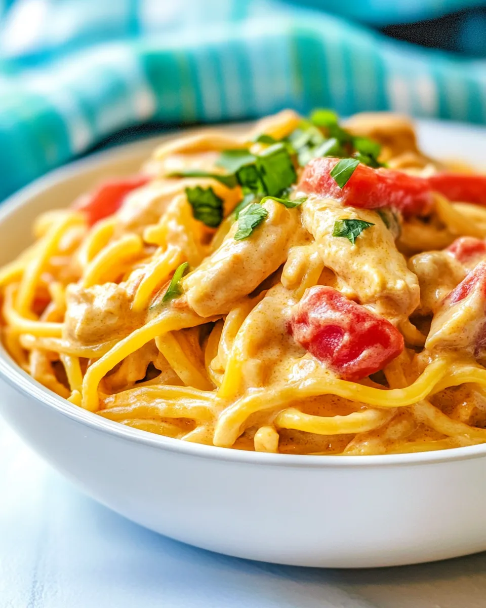Delicious Chicken Spaghetti With Rotel shot