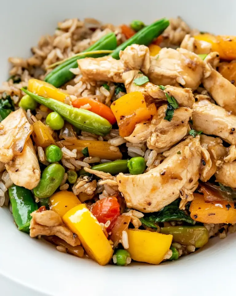 Homemade Chicken Stir-Fry with Vegetables and Brown Rice photo