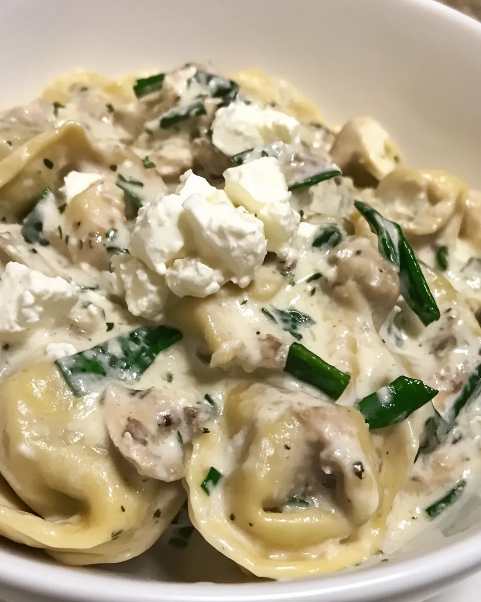 Quick Chicken Tortellini with Feta Cream Sauce shot