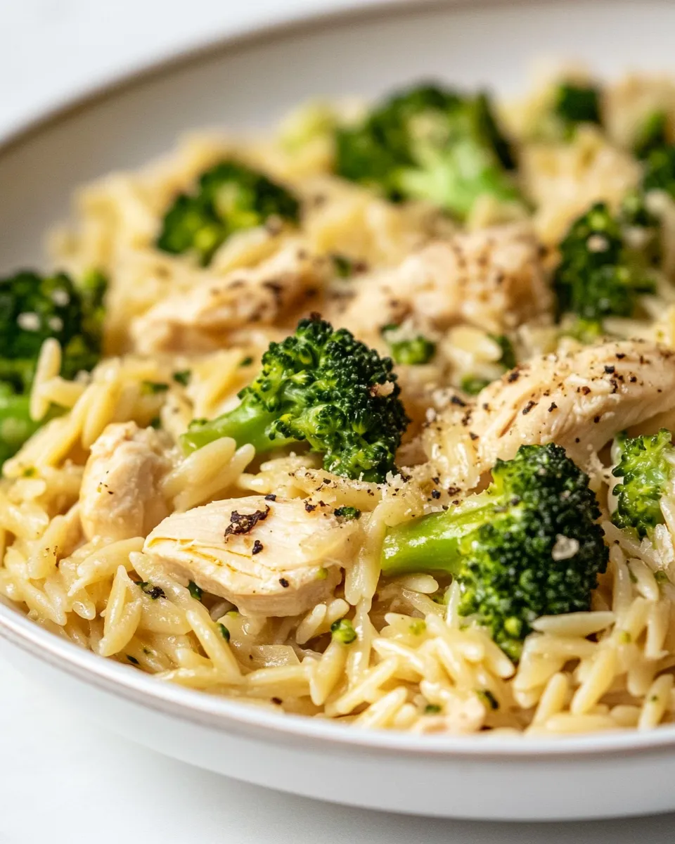 Quick Chicken and Broccoli Orzo dish photo