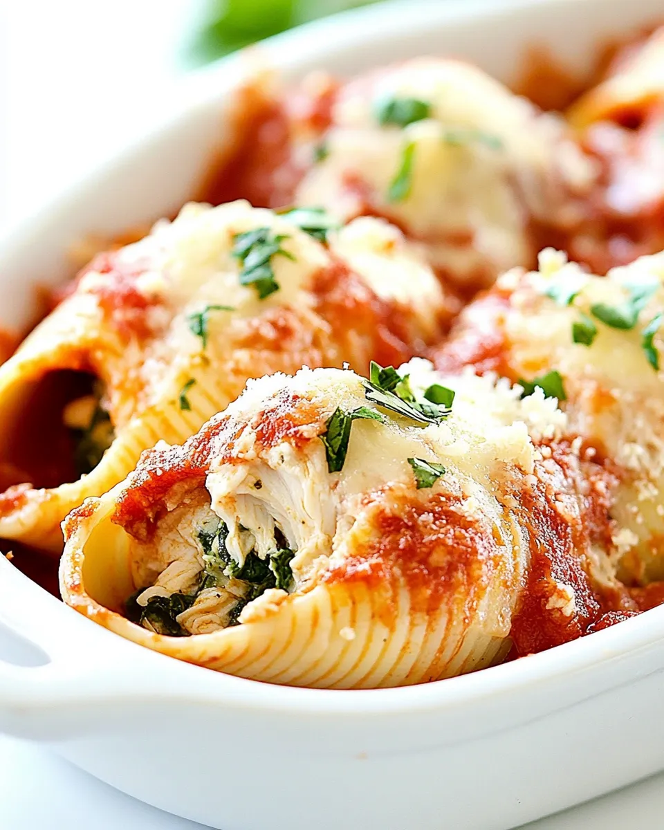 Savory Chicken and Spinach Stuffed Shells dish photo
