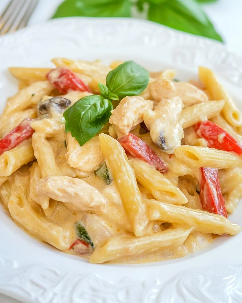 Classic Chicken and Vegetable Penne Alfredo image