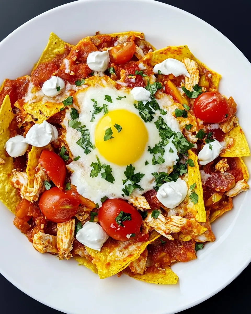 Delicious Chilaquiles with Chicken shot