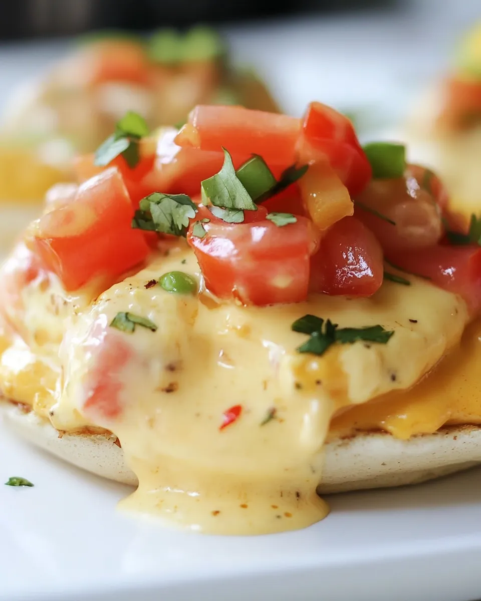 Delicious Chile Con Queso Eggs Benedict dish photo