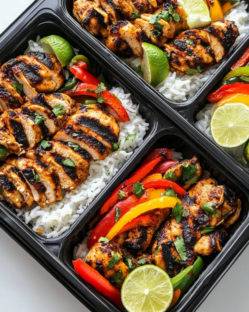 Healthy Chili Lime Chicken and Rice Meal Prep Bowls dish photo