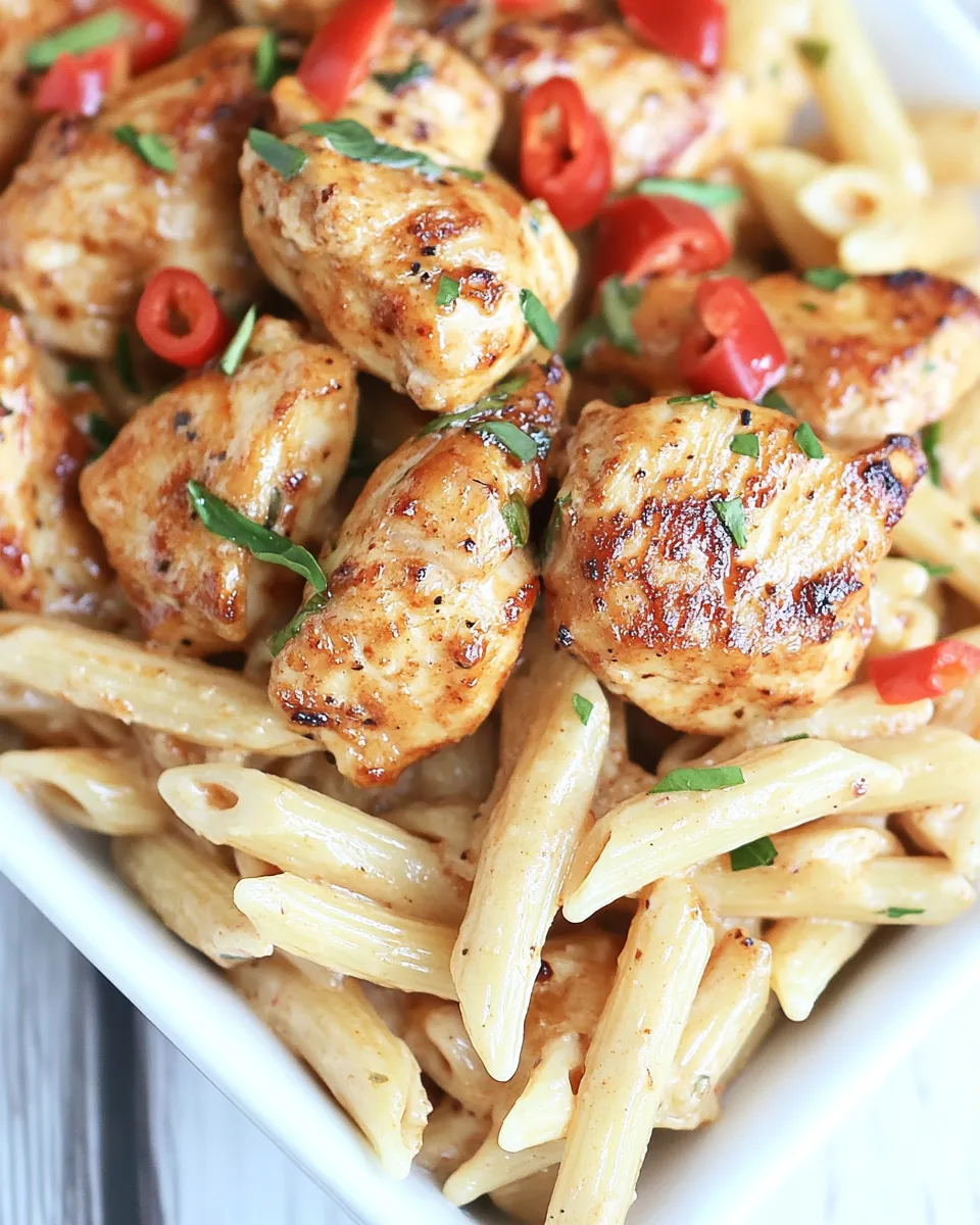 Delicious Chili Lime Chicken with Creamy Garlic Penne Pasta image