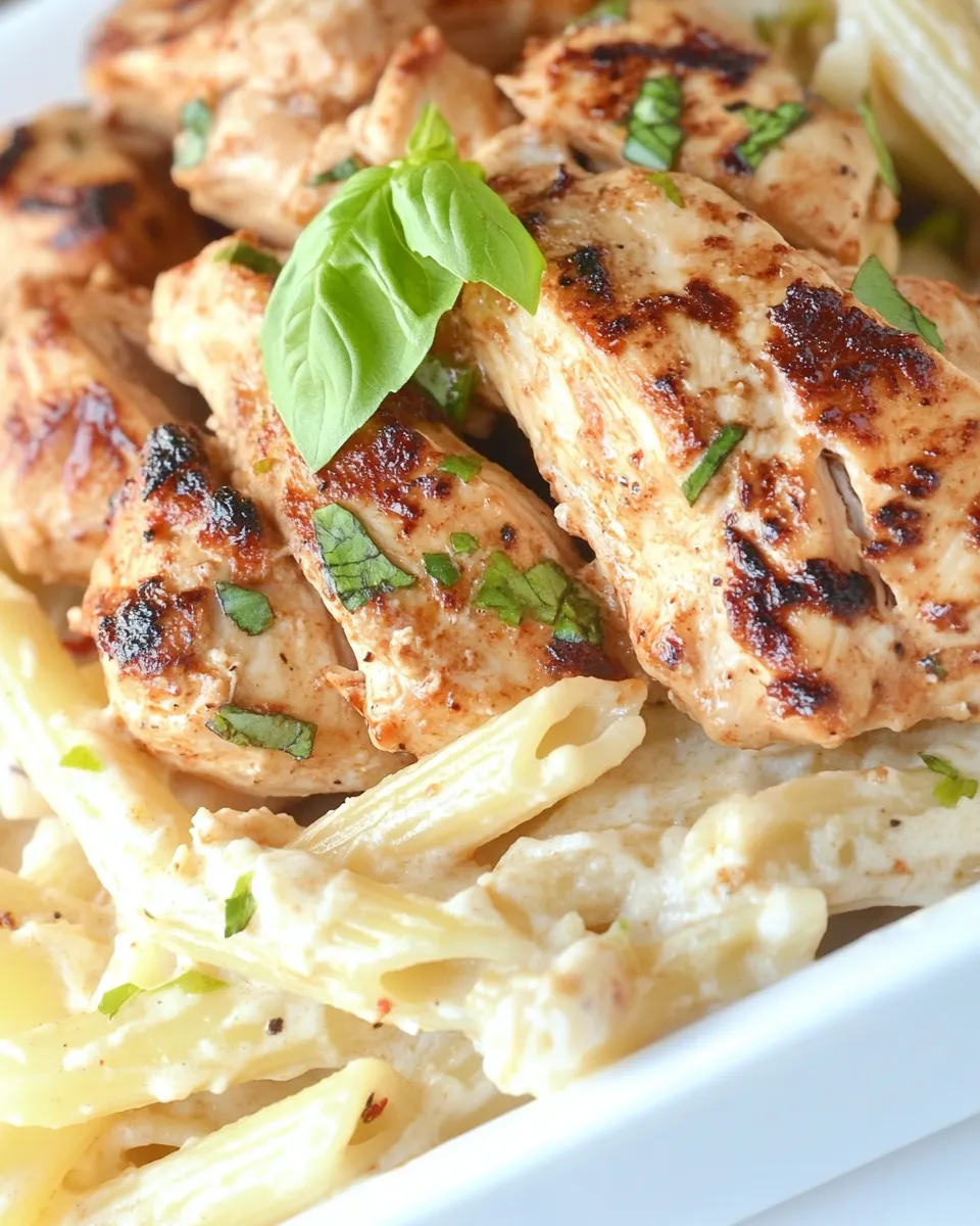 Quick Chili Lime Chicken with Creamy Garlic Penne Pasta recipe photo