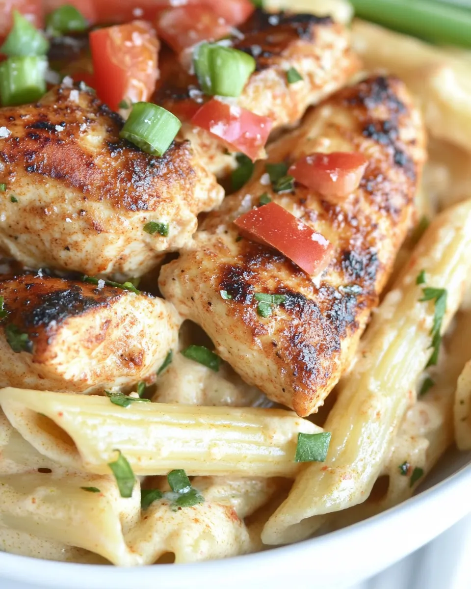 Savory Chili Lime Chicken with Creamy Garlic Penne Pasta dish photo