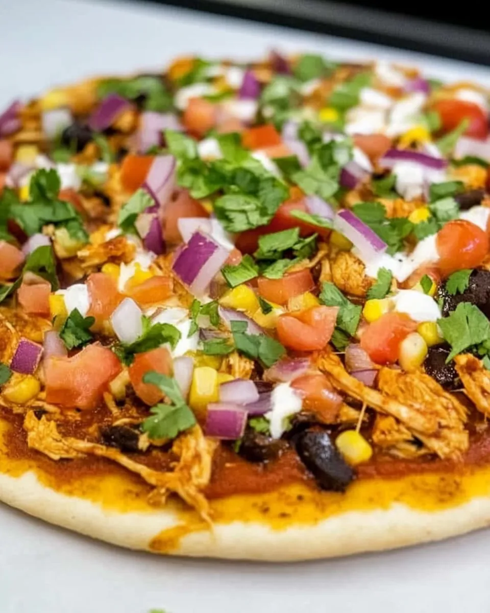 Easy Chipotle Chicken Pizza food shot
