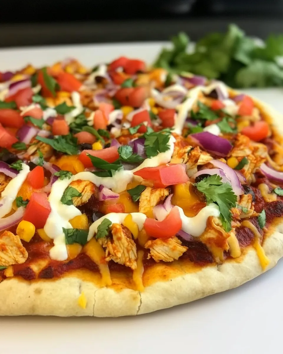 Delicious Chipotle Chicken Pizza plate image