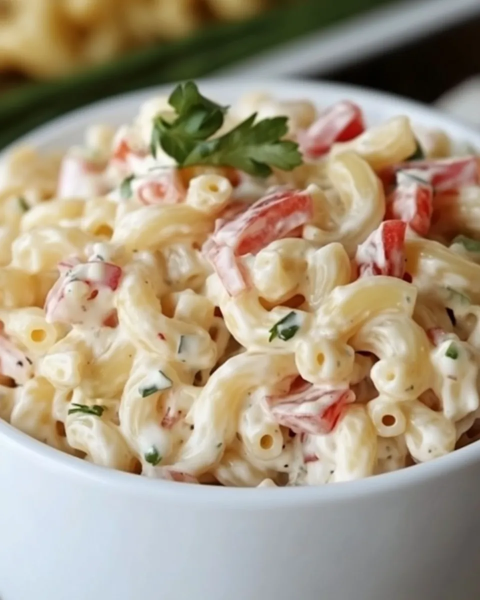 Delicious Classic Creamy Macaroni Salad Recipe shot