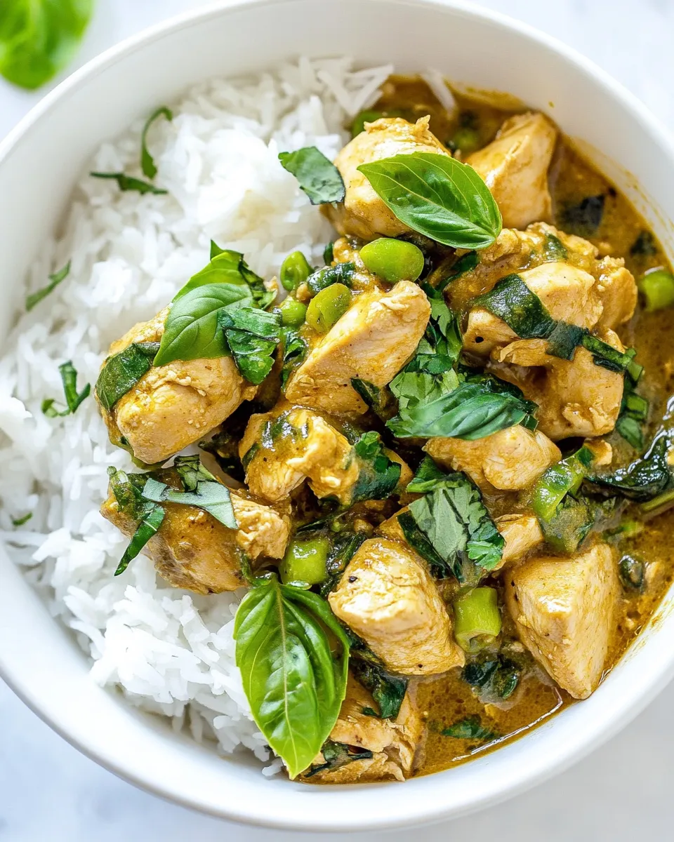 Homemade Coconut Basil Chicken Curry food shot