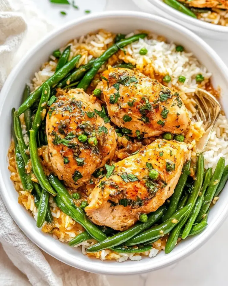 Homemade Coconut Chicken with Rice and Green Beans recipe photo