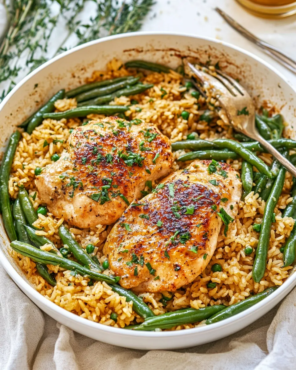 Classic Coconut Chicken with Rice and Green Beans dish photo