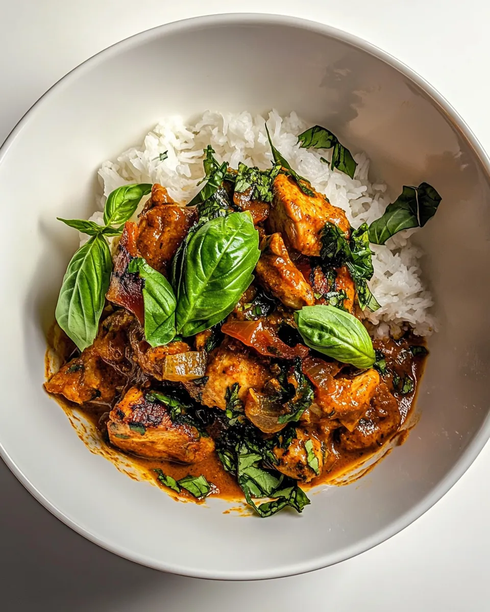 Classic Coconut Curry Basil Chicken. recipe photo