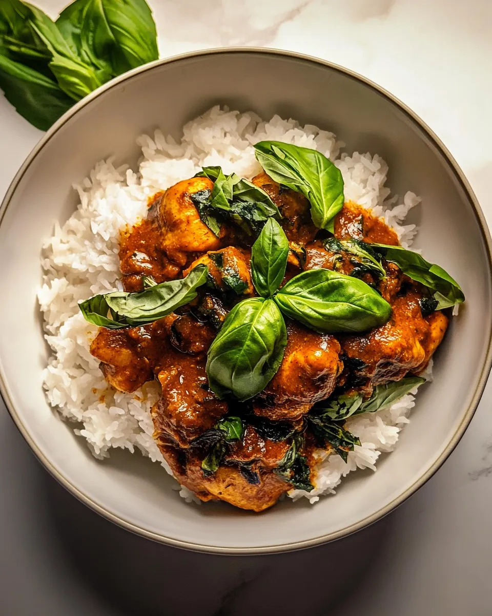 Quick Coconut Curry Basil Chicken. shot