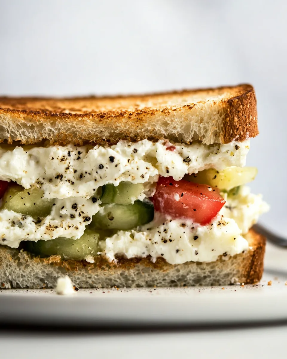 Delicious Cottage Cheese Sandwich food shot