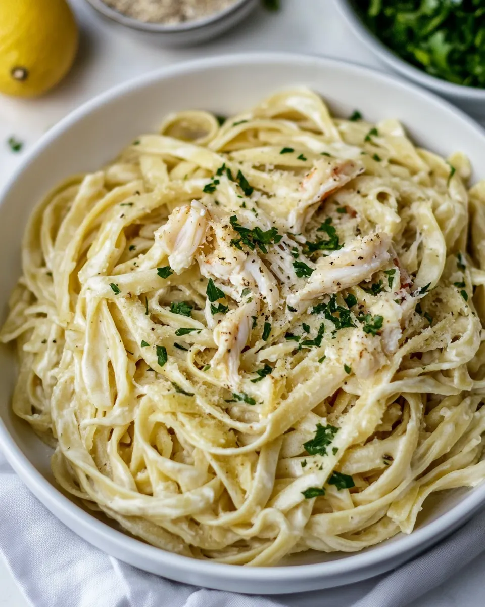 Delicious Crab Fettuccine shot