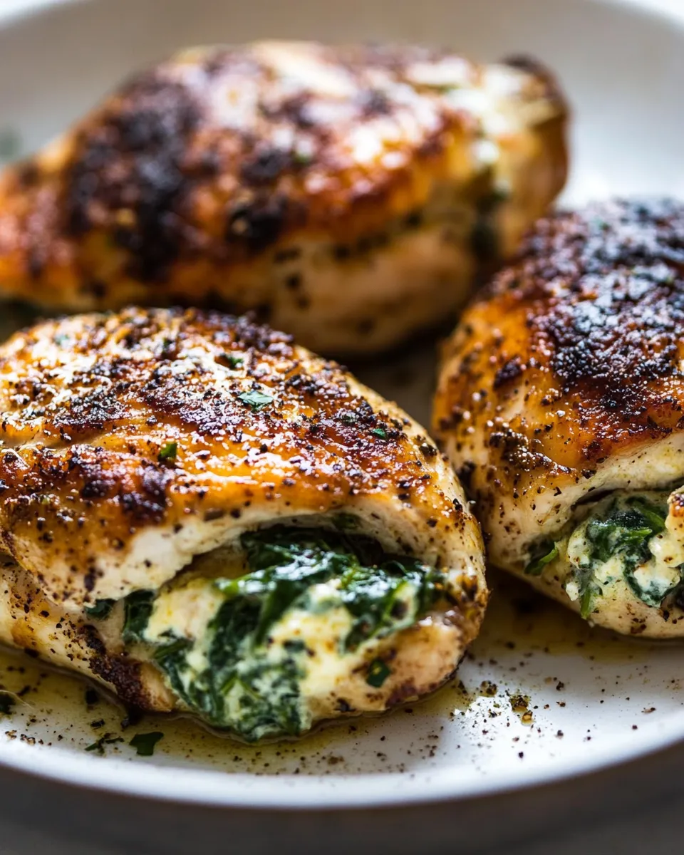 Healthy Cream Cheese Spinach Stuffed Chicken (Low-carb, Keto) dish photo