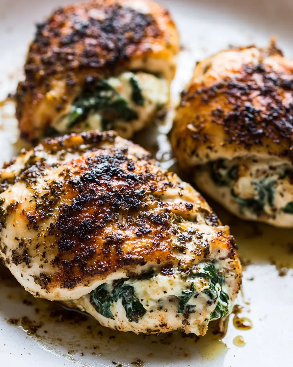 Quick Cream Cheese Spinach Stuffed Chicken (Low-carb, Keto) food shot