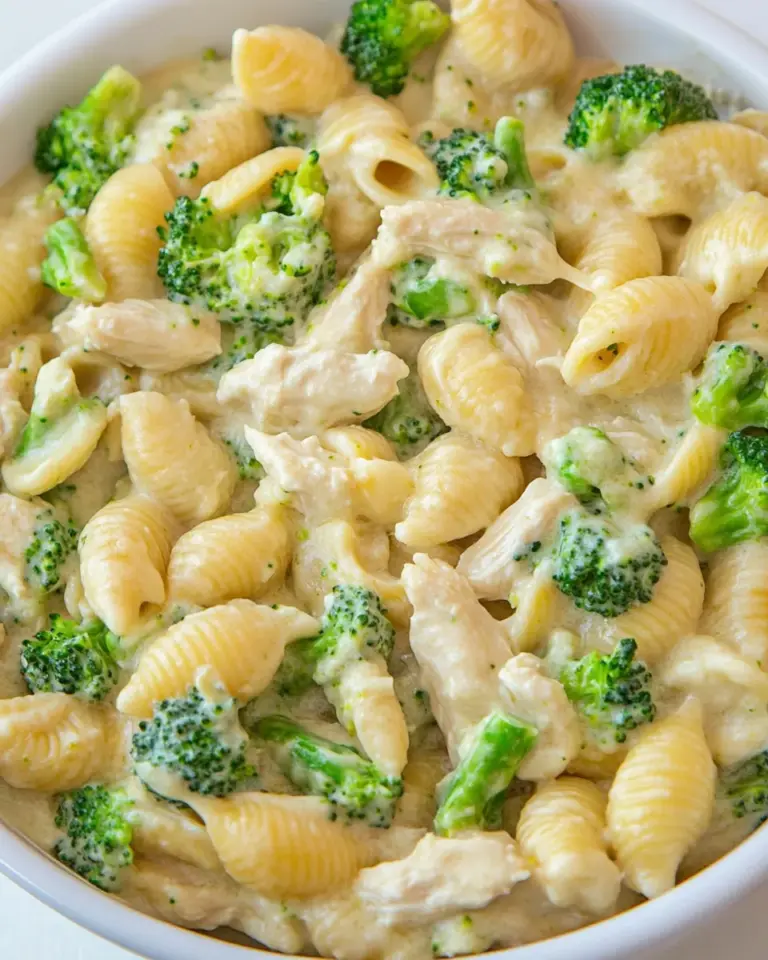 Homemade Creamy Broccoli Chicken Shells and Cheese photo