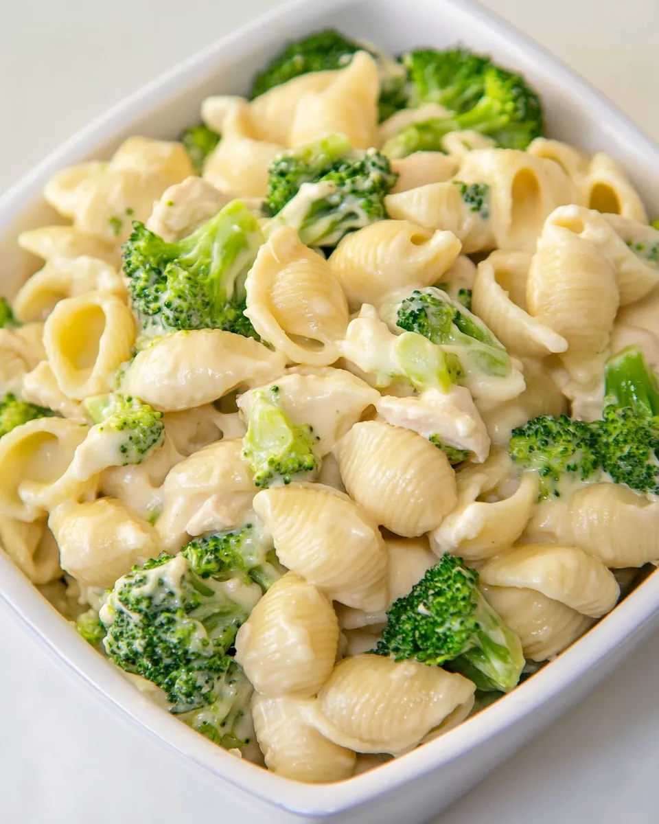 Delicious Creamy Broccoli Chicken Shells and Cheese image