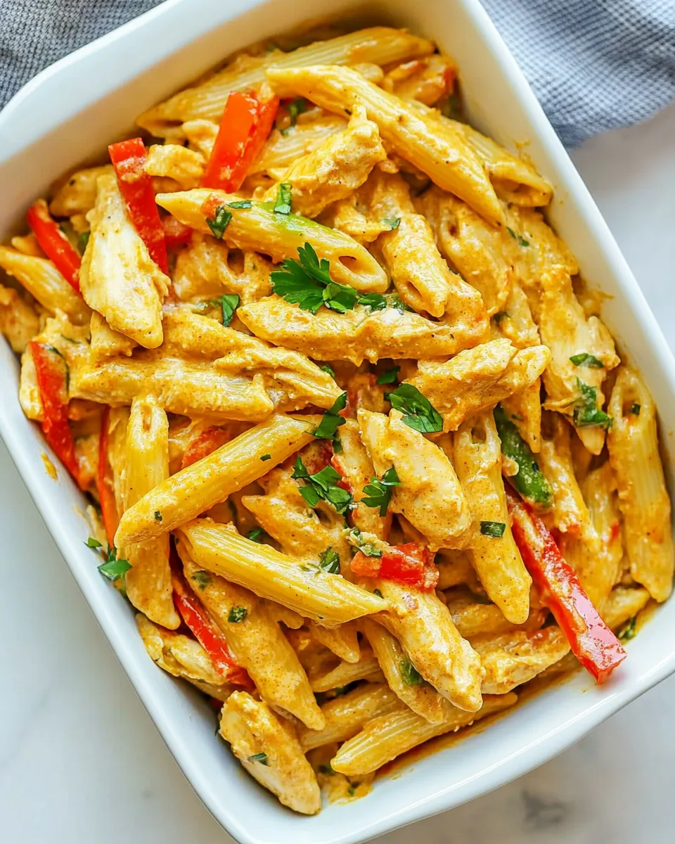 Delicious Creamy Chicken Fajita Pasta shot