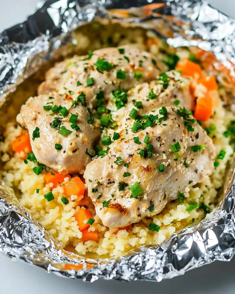 Homemade Creamy Chicken Foil Packets with Couscous photo