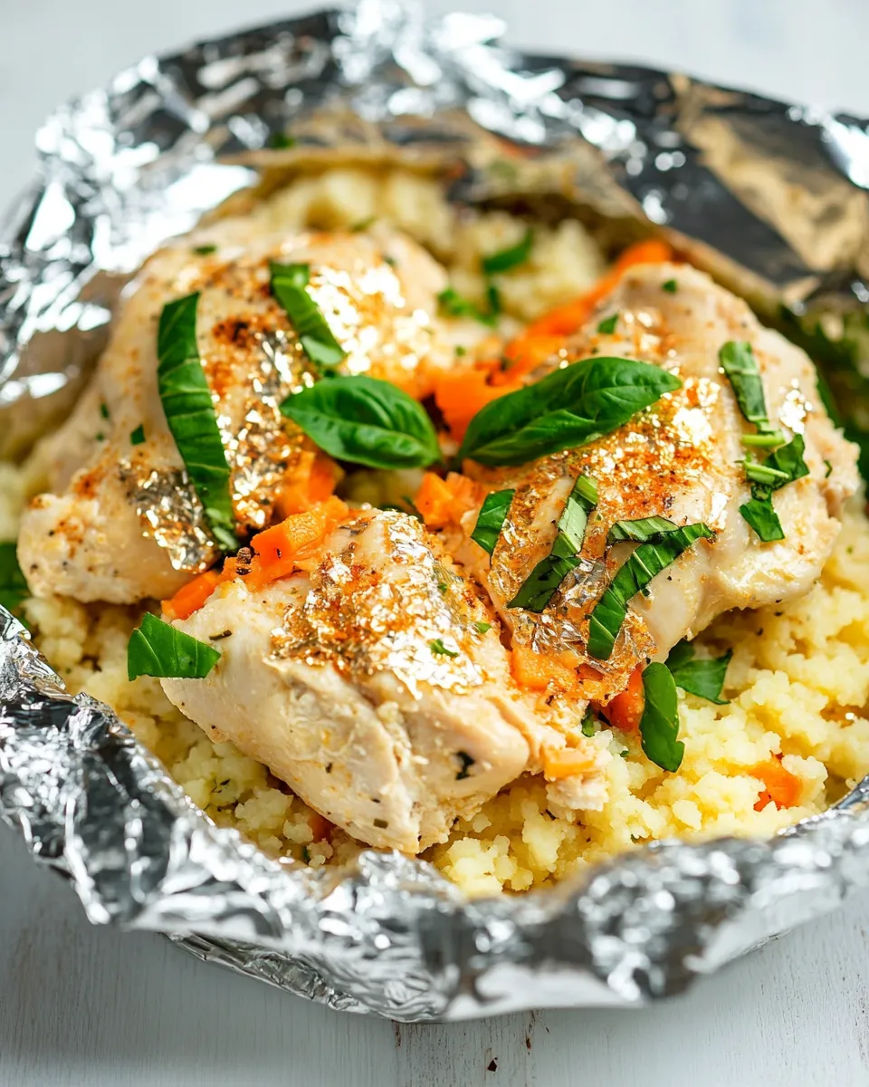 Easy Creamy Chicken Foil Packets with Couscous recipe image