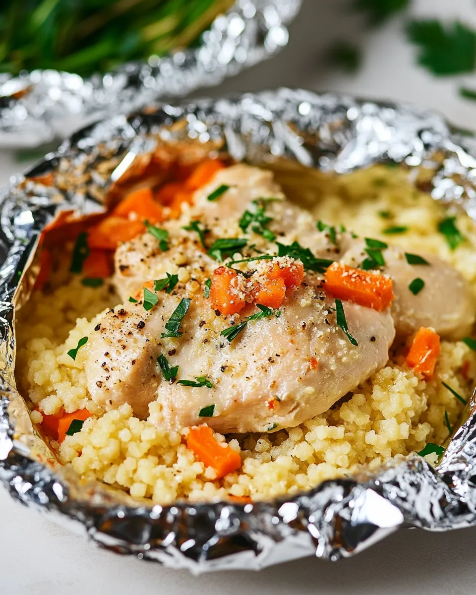 Delicious Creamy Chicken Foil Packets with Couscous dish photo
