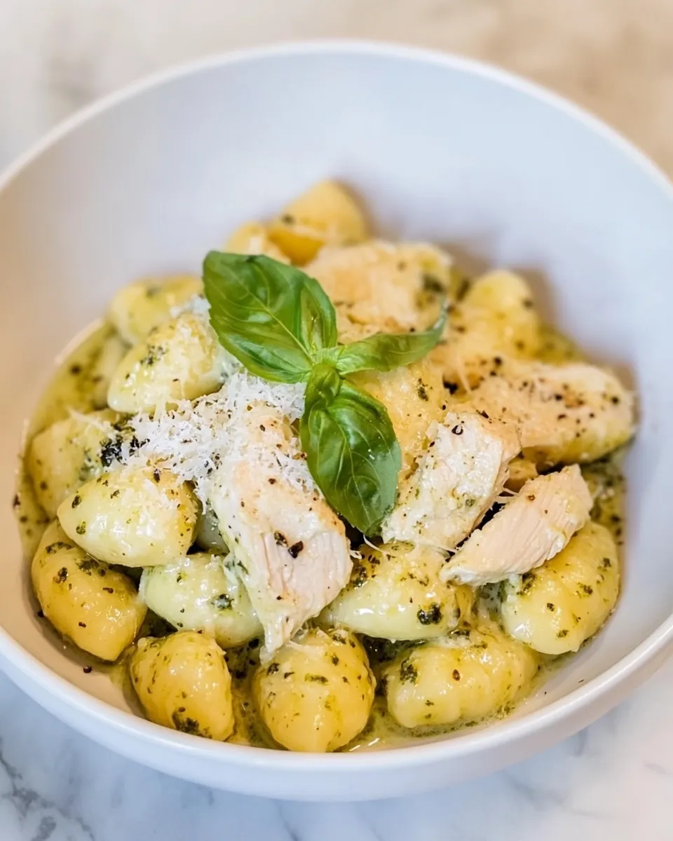 Delicious Creamy Chicken Pesto Gnocchi shot