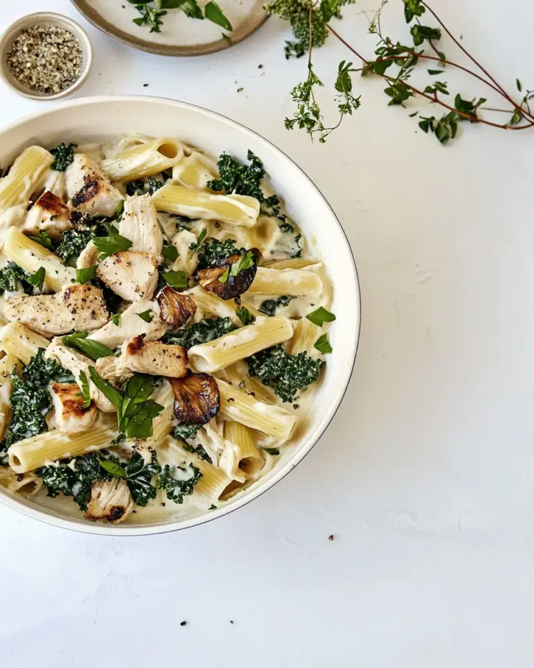 Homemade Creamy Chicken Picata Pasta with Kale recipe photo