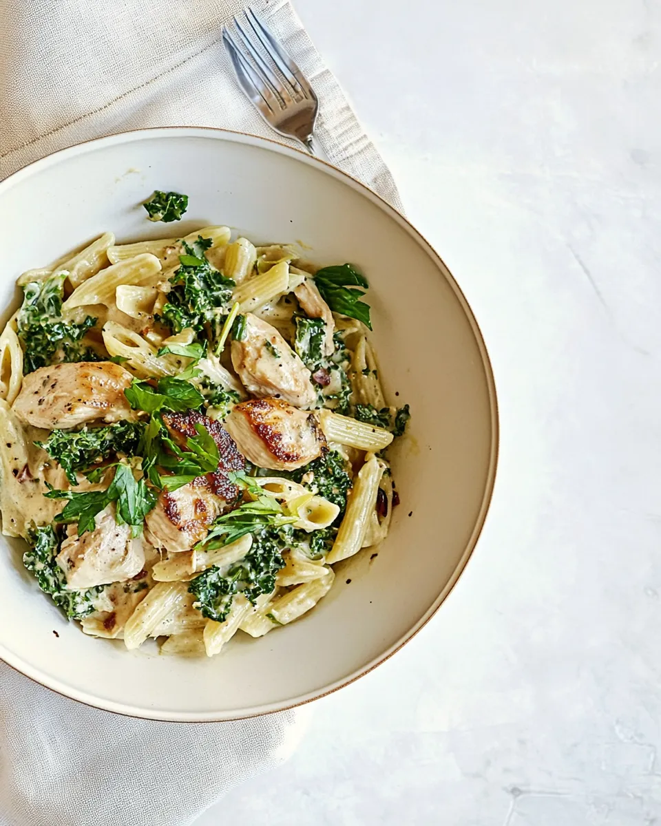 Classic Creamy Chicken Picata Pasta with Kale dish photo