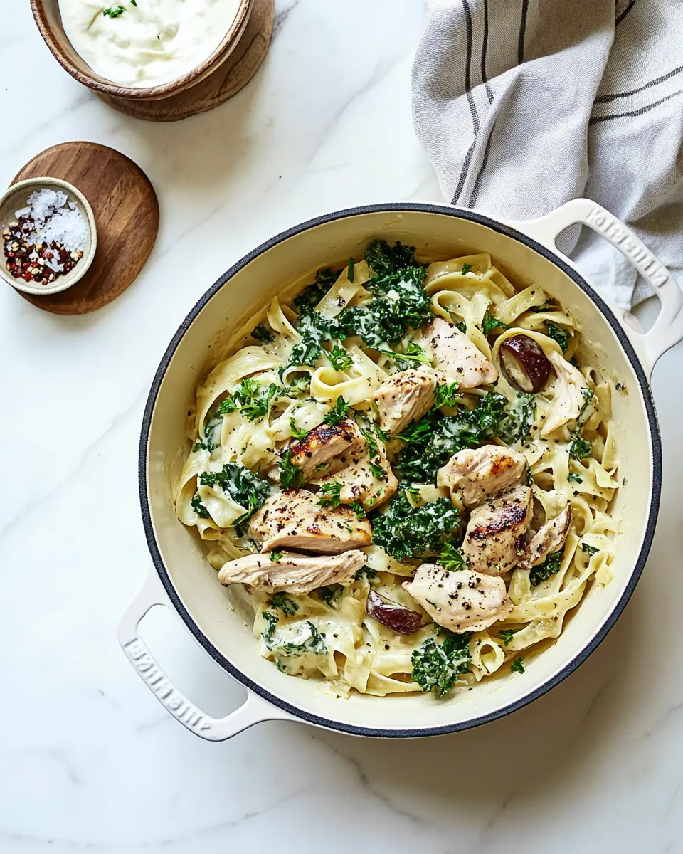 Delicious Creamy Chicken Picata Pasta with Kale image