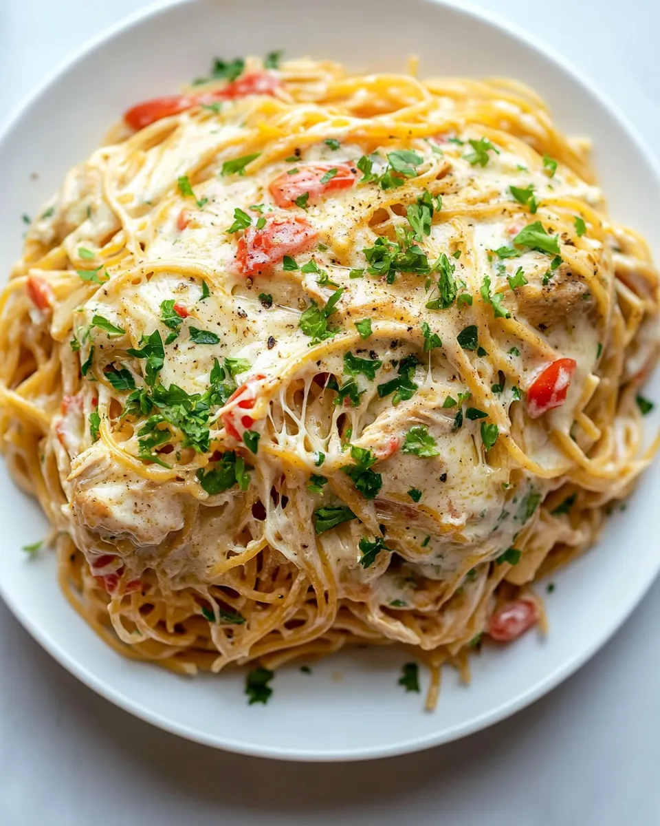 Delicious Creamy Chicken Spaghetti shot
