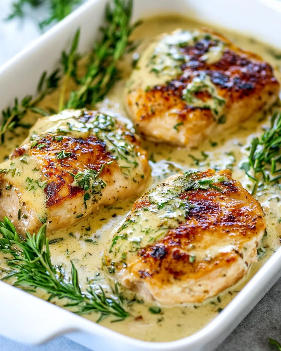 Delicious Creamy Chicken With Herbs shot