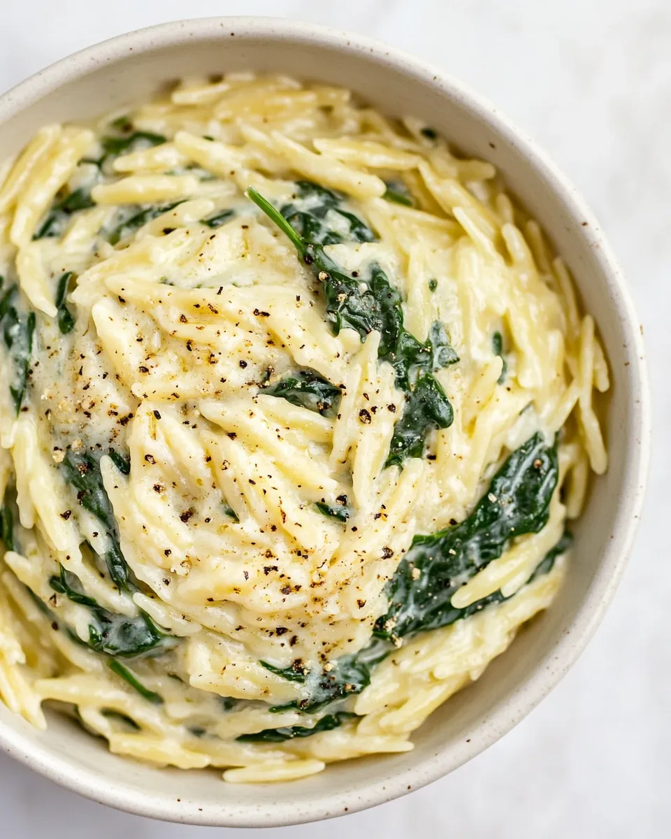 Homemade Creamy Garlic Spinach Orzo photo