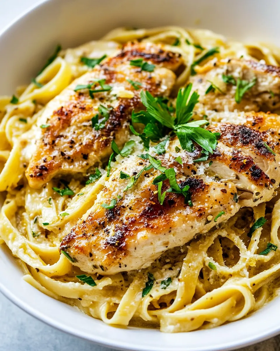 Delicious Creamy Lemon Chicken Piccata Fettuccine recipe image