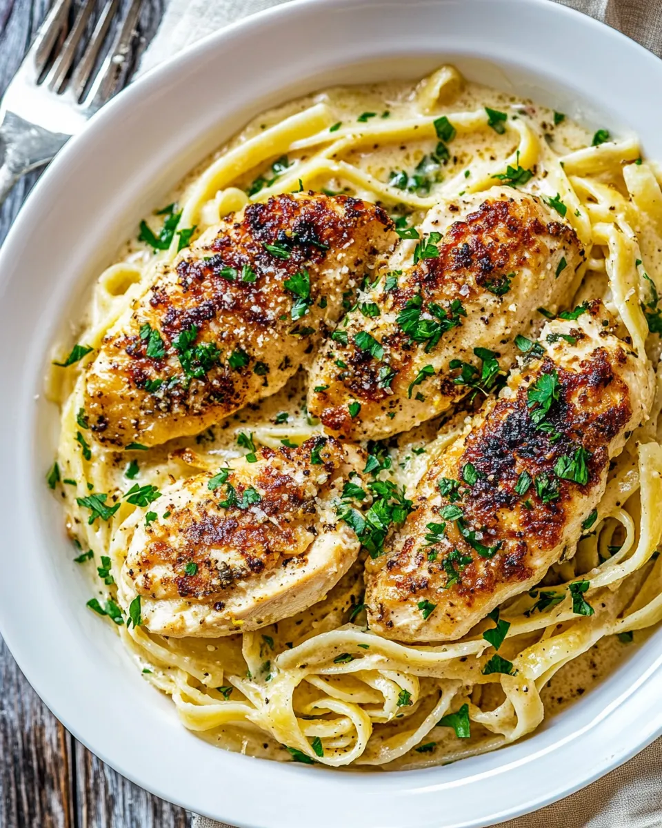 Best Creamy Lemon Chicken Piccata Fettuccine food shot