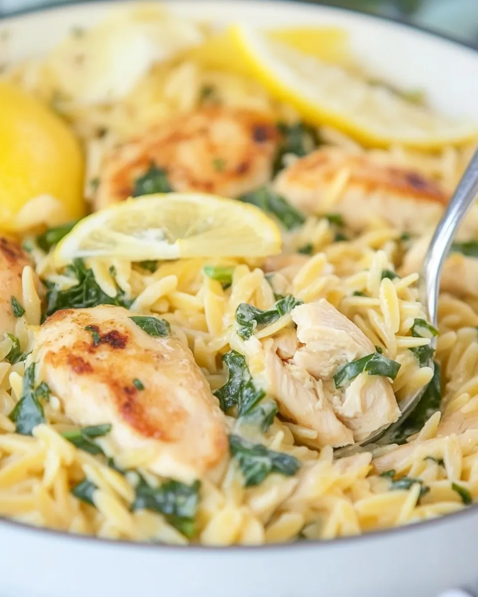 Delicious Creamy Lemon Orzo with Chicken image