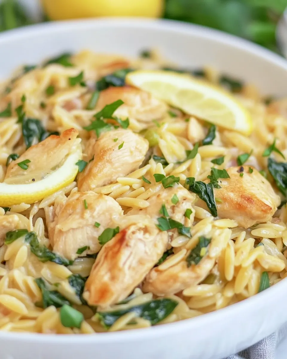 Savory Creamy Lemon Orzo with Chicken recipe photo