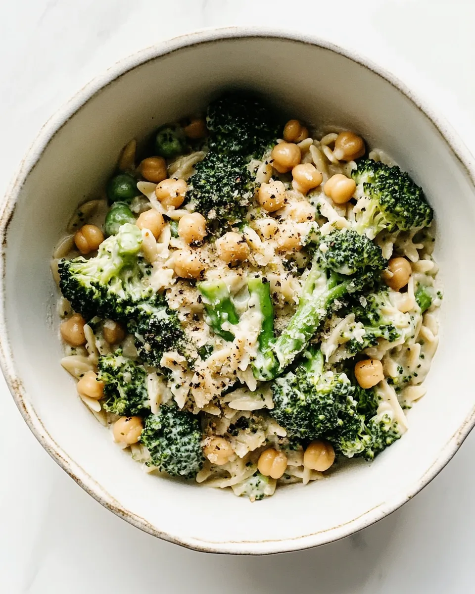 Easy Creamy Lemon Orzo with Chickpeas & Broccoli dish photo