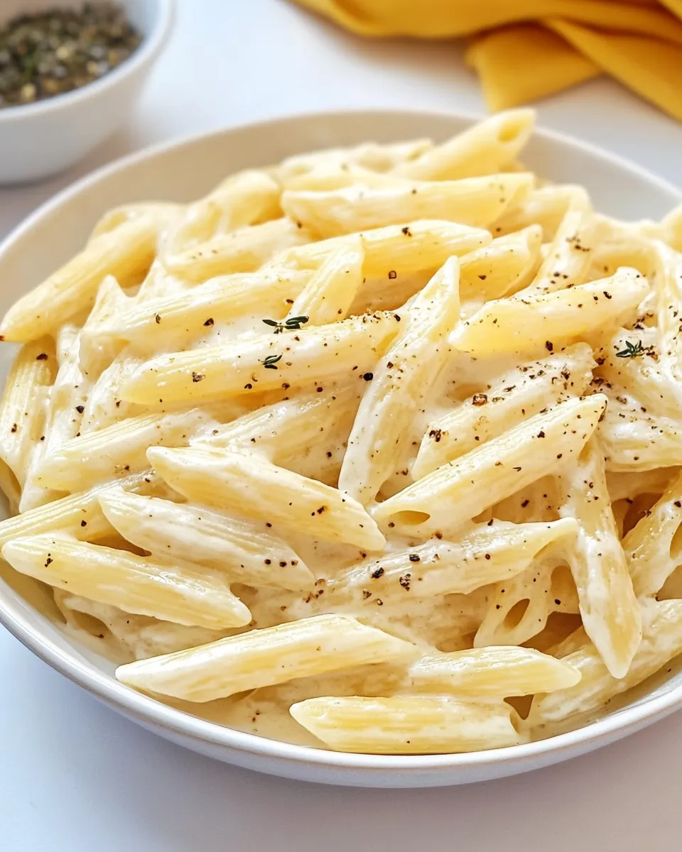 Delicious Creamy Penne Pasta shot