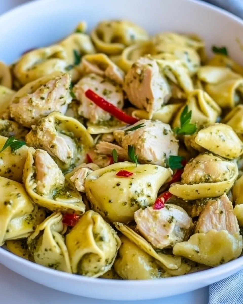 Easy Creamy Pesto Chicken Tortellini image