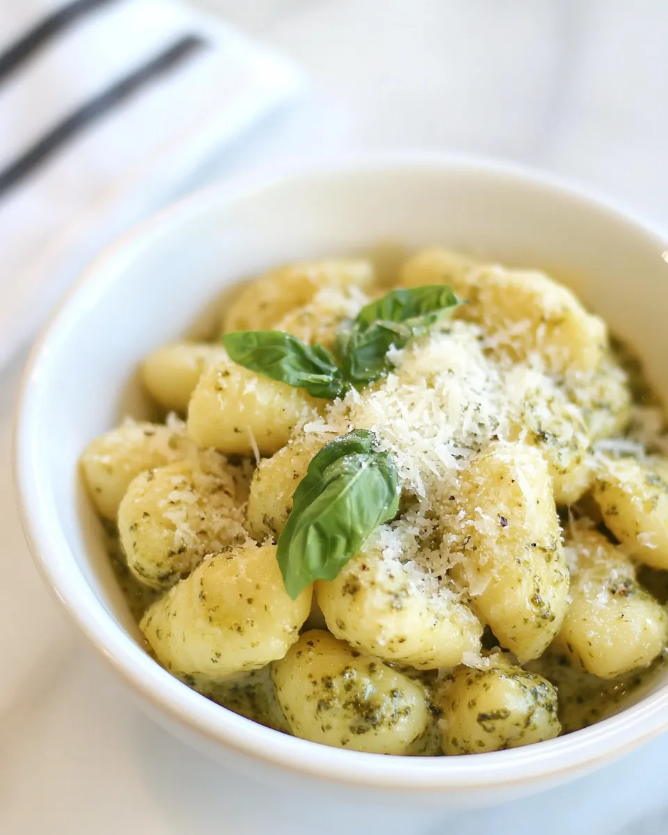 Easy Creamy Pesto Gnocchi shot