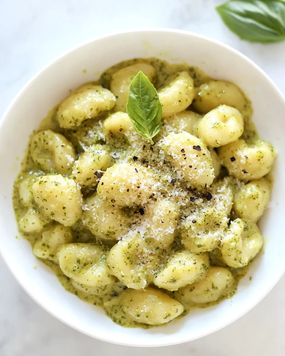 Delicious Creamy Pesto Gnocchi recipe image
