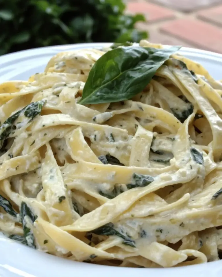 Homemade Creamy Spinach Fettuccine photo