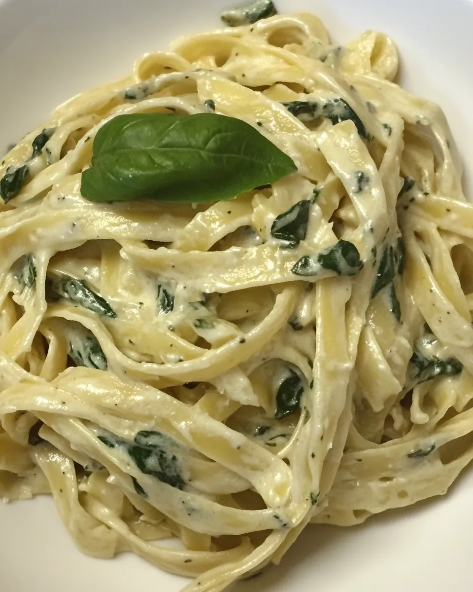 Easy Creamy Spinach Fettuccine recipe photo